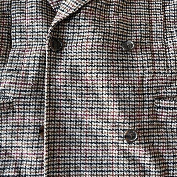Long Plaid Checked Checkered Coat Trench Jacket Dry Cleaned Suitable For Work - Picture 3 of 16